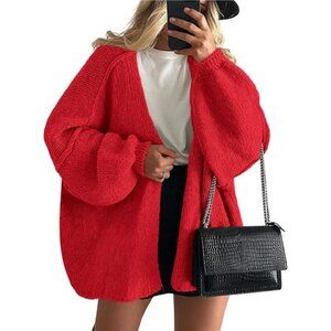 Womens Oversized Cardigan Sweaters Red